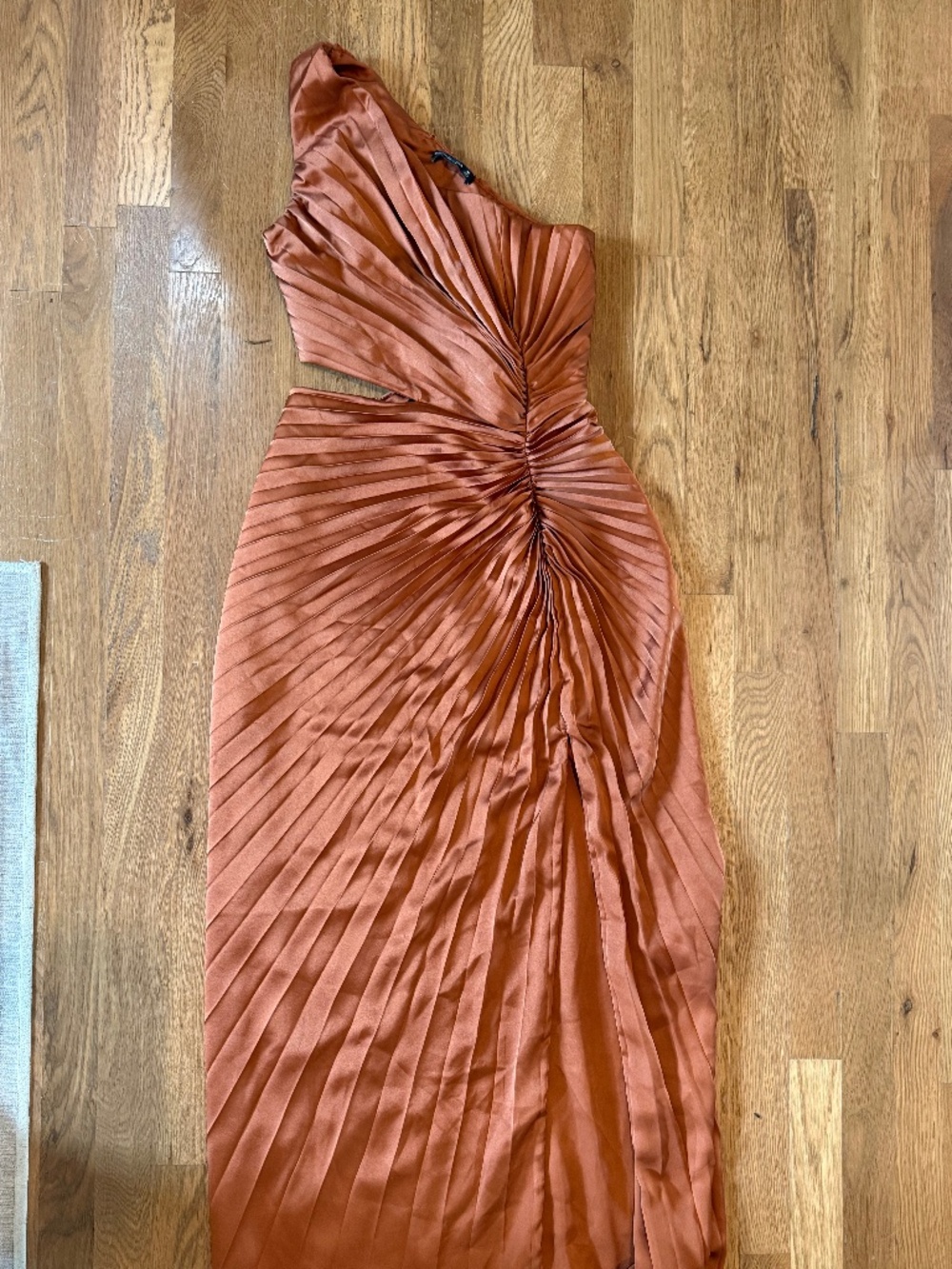 Abercrombie and Fitch Giselle Pleated Cutout Dress Orange/Bronze